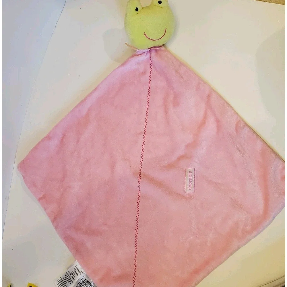 Carter's Precious Firsts (2011) Baby Security Blanket Adorable Pink & Green Frog